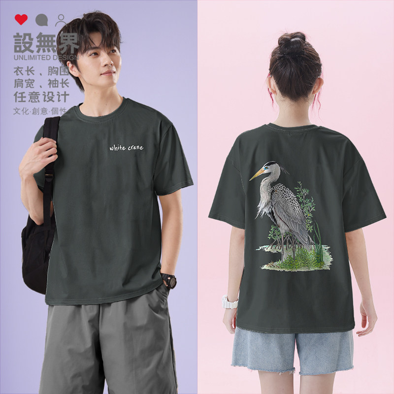 白鹤鸟类脊索动物门鸟纲古风写实趣味个性短袖T恤男女0017设 无界