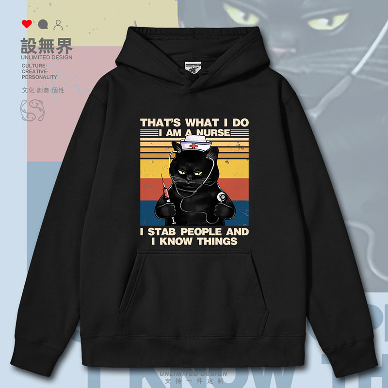 腹黑猫咪护士装扮趣味复连帽卫衣