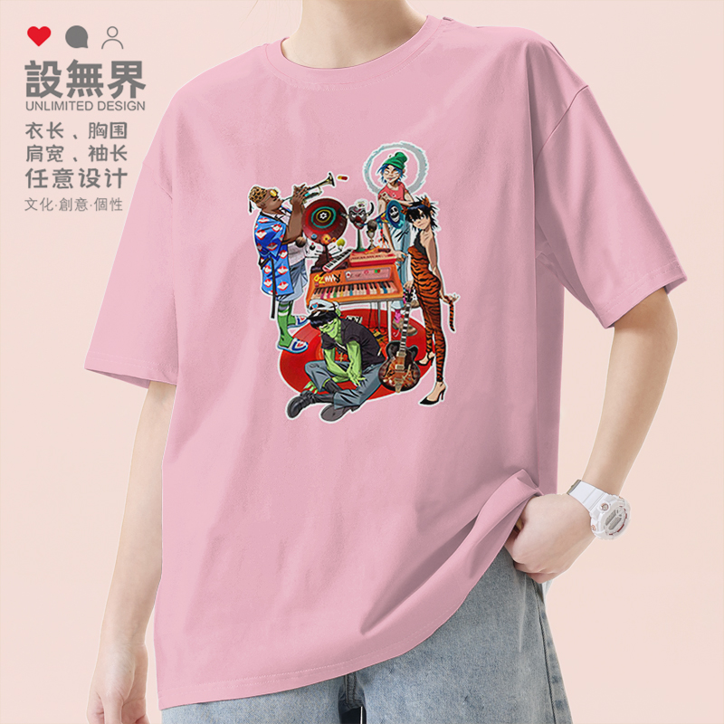 独特Gorillaz虚拟乐队插画摇T恤
