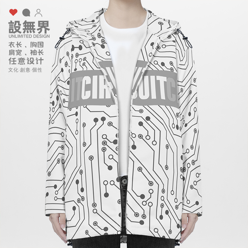 科技电子机器电路线路图CPU理工夹克棉服男女创意学科棉衣设 无界