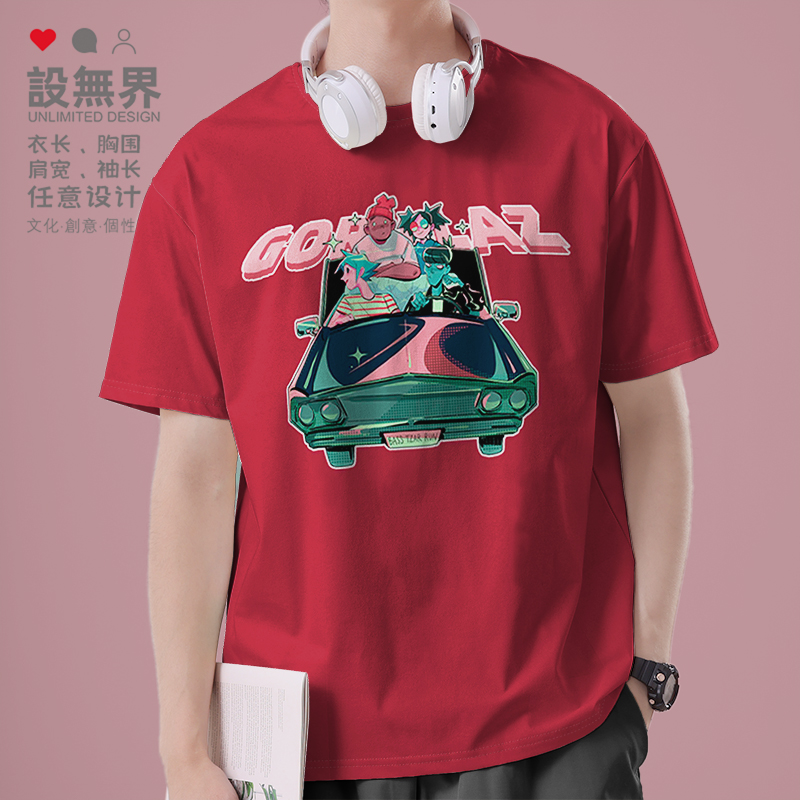英国虚拟乐队Gorillaz汽车说T恤