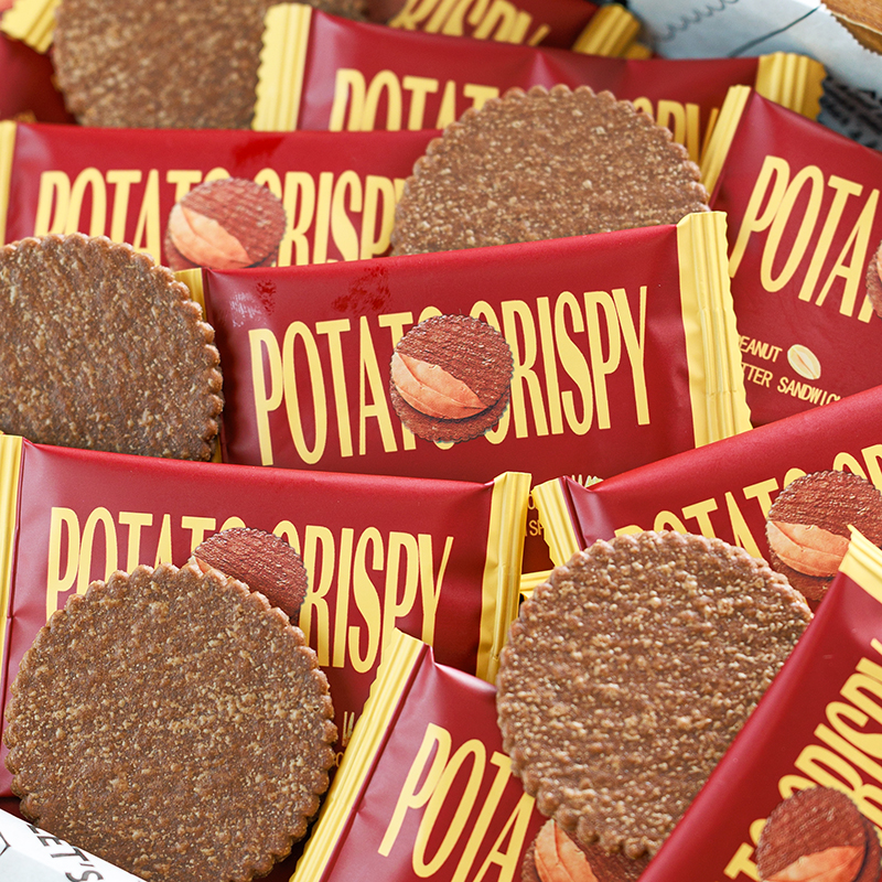 寻脆记可可花生酱夹心饼干薯片薄脆饼干咸味小饼干独立小包装零食