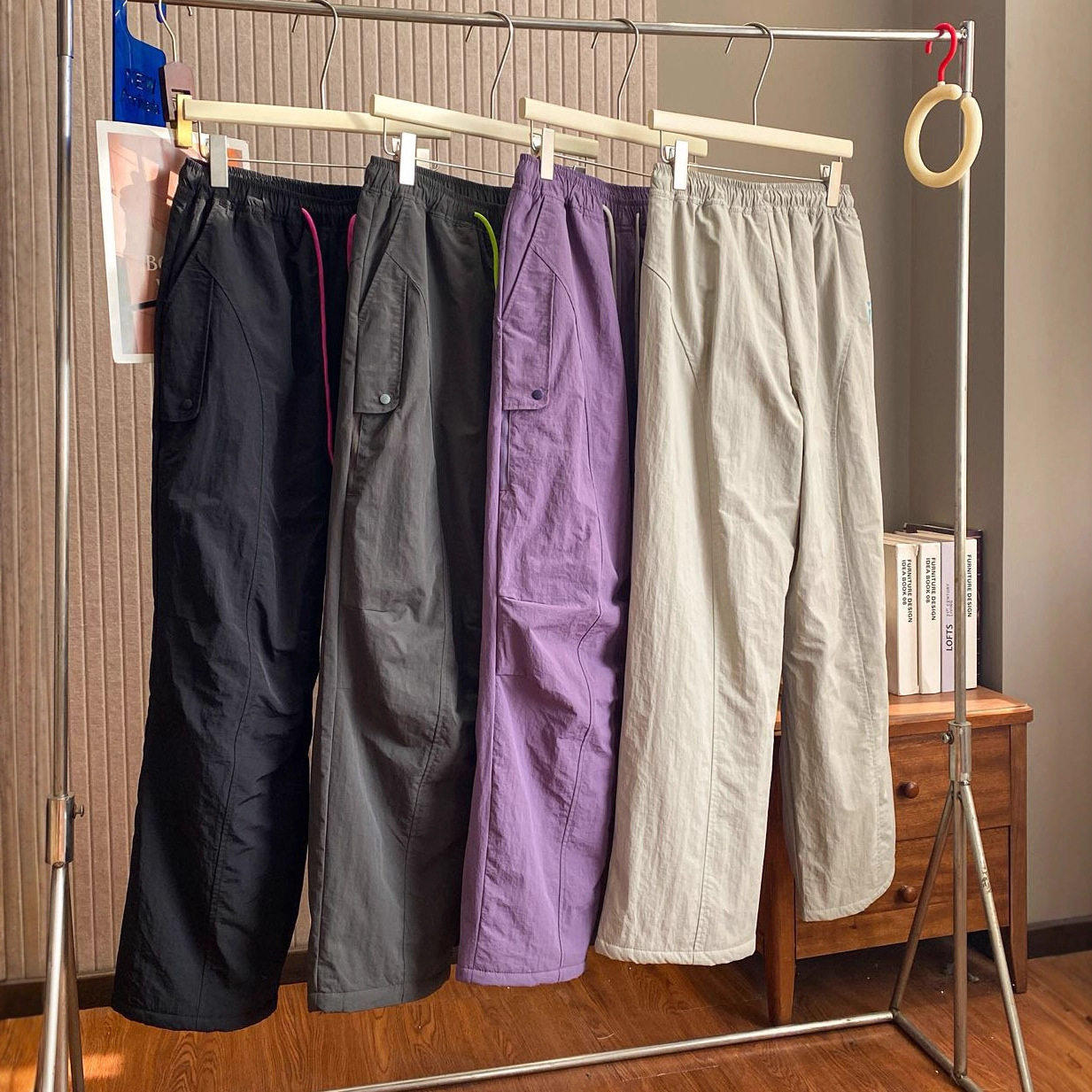 户外山系厚实保暖工装风休闲裤男女款秋冬抽绳松紧腰宽松直筒长裤,女装/女士精品,时尚工装裤,淘宝优惠券,粉丝福利购,淘宝优惠卷