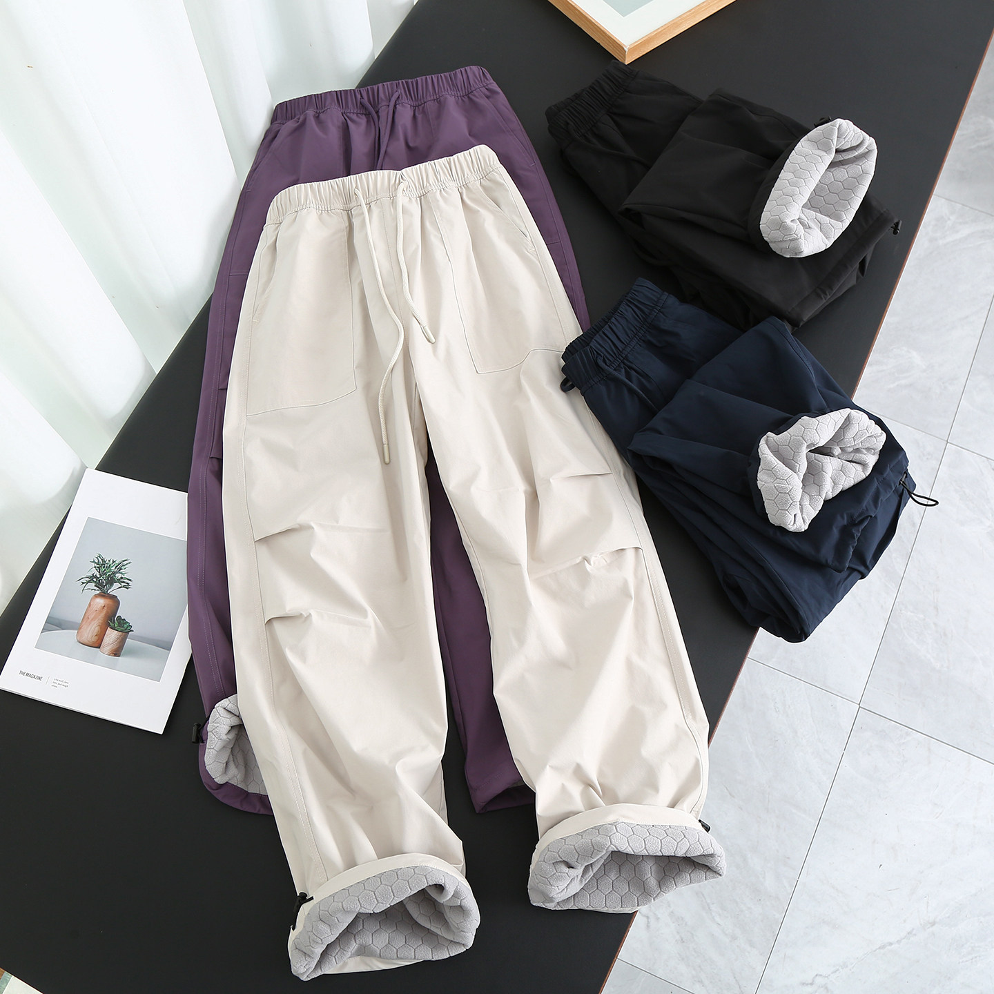 户外防寒冲锋伞兵裤女加绒防风裤