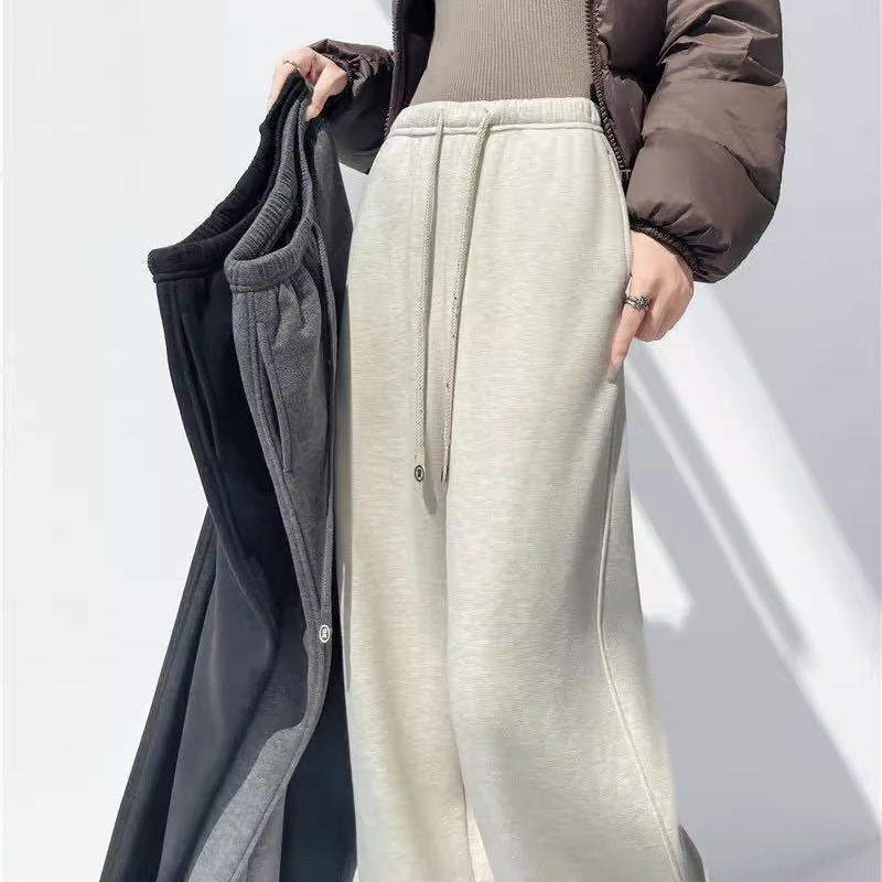 厚实保暖醋酸羊毛卫裤慵懒阔腿裤