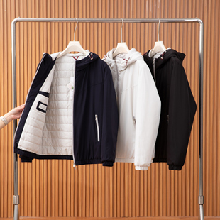 高级感双拉链老钱风棉服男秋冬防风保暖羊毛桑蚕丝棉衣连帽外套潮
