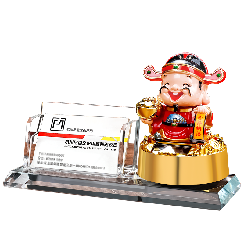 个性定制刻文字logo水晶前台名片盒商务桌面办公名片架名片座创意商务高档名片盒装名片盒子双层名片大容量