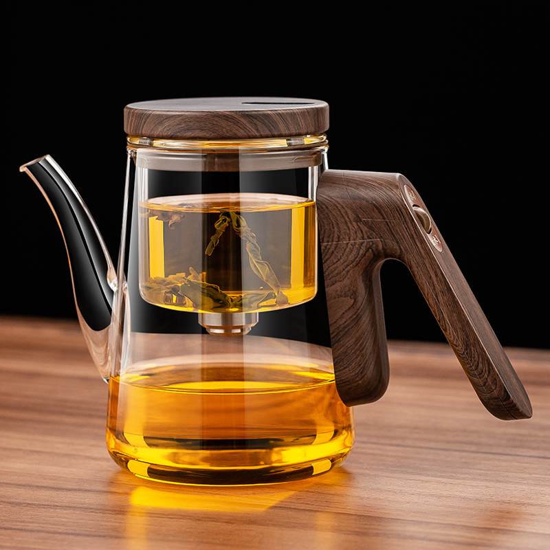 高档磁吸飘逸杯泡茶壶顶壶新款全玻璃内胆茶水分离泡茶杯泡茶神器
