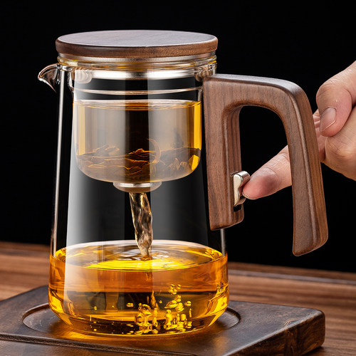 胡桃木把飘逸杯泡茶壶