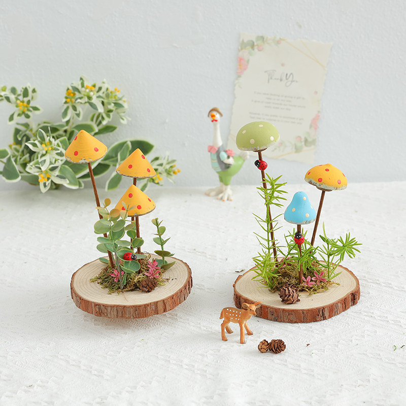 蘑菇树台仿真花木摆件家居店铺儿童房装饰幼儿园环创饰品创意diy