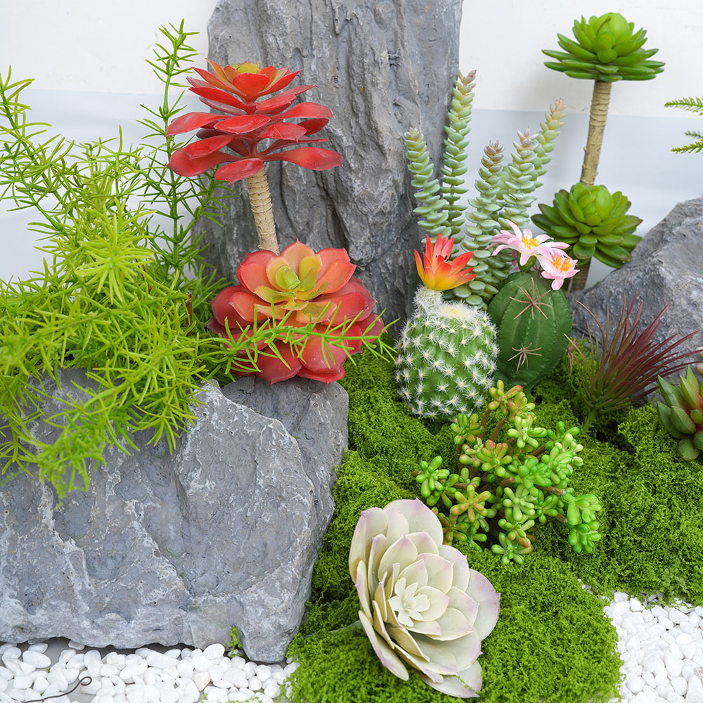 微景观小型仿真多肉植物芦荟石莲青苔仿真植物diy组合枯山水造景