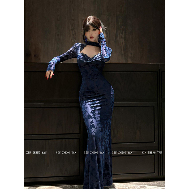 微胖mm纯欲性感蕾丝鱼尾包臀裙