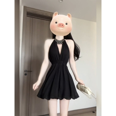 胖mm古早千金重工镶钻挂脖连衣裙