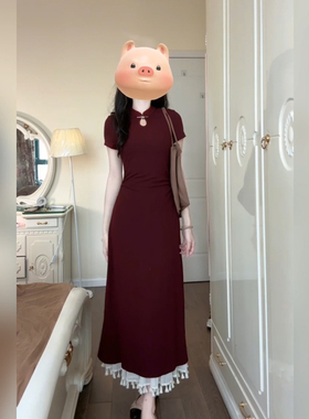 XZY/欣争艳 胖mm新中式国风日常改良旗袍连衣裙女夏季红色敬酒服