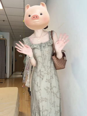 新中式复古清冷感印花连衣裙女