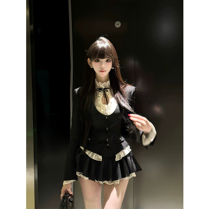 微胖韩系千金风U领长袖外套