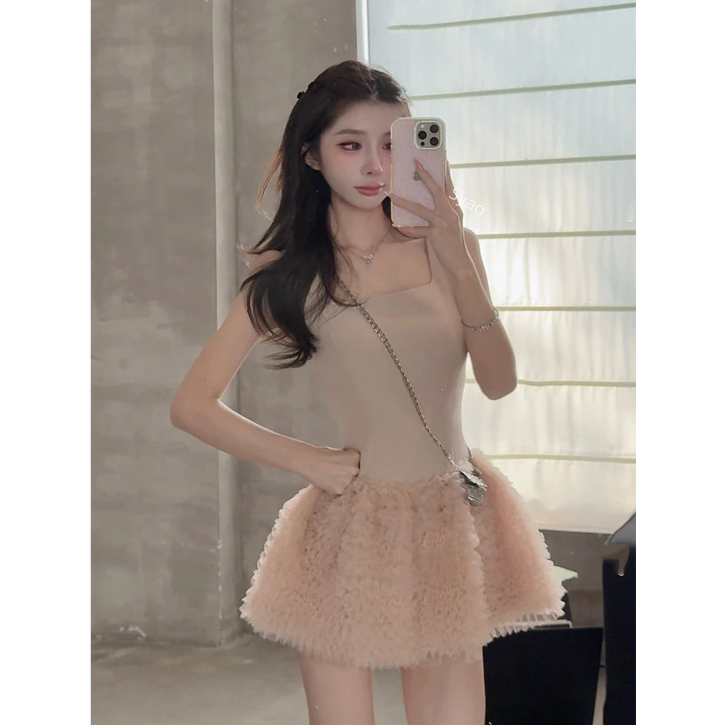 XZY 微胖纯欲芭蕾风拼接收腰吊带连衣裙女千金高级感蓬蓬蛋糕短裙,女装/女士精品,大码连衣裙,淘宝优惠券,粉丝福利购,淘宝优惠卷