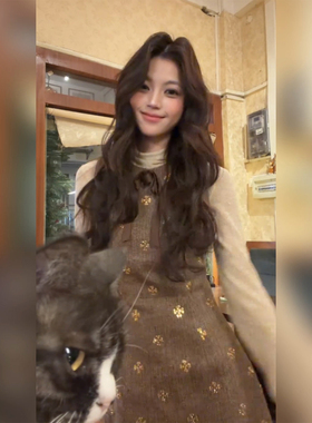 XZY 微胖富家千金miu系小香风圣诞战袍女25年冬季重工背心连衣裙