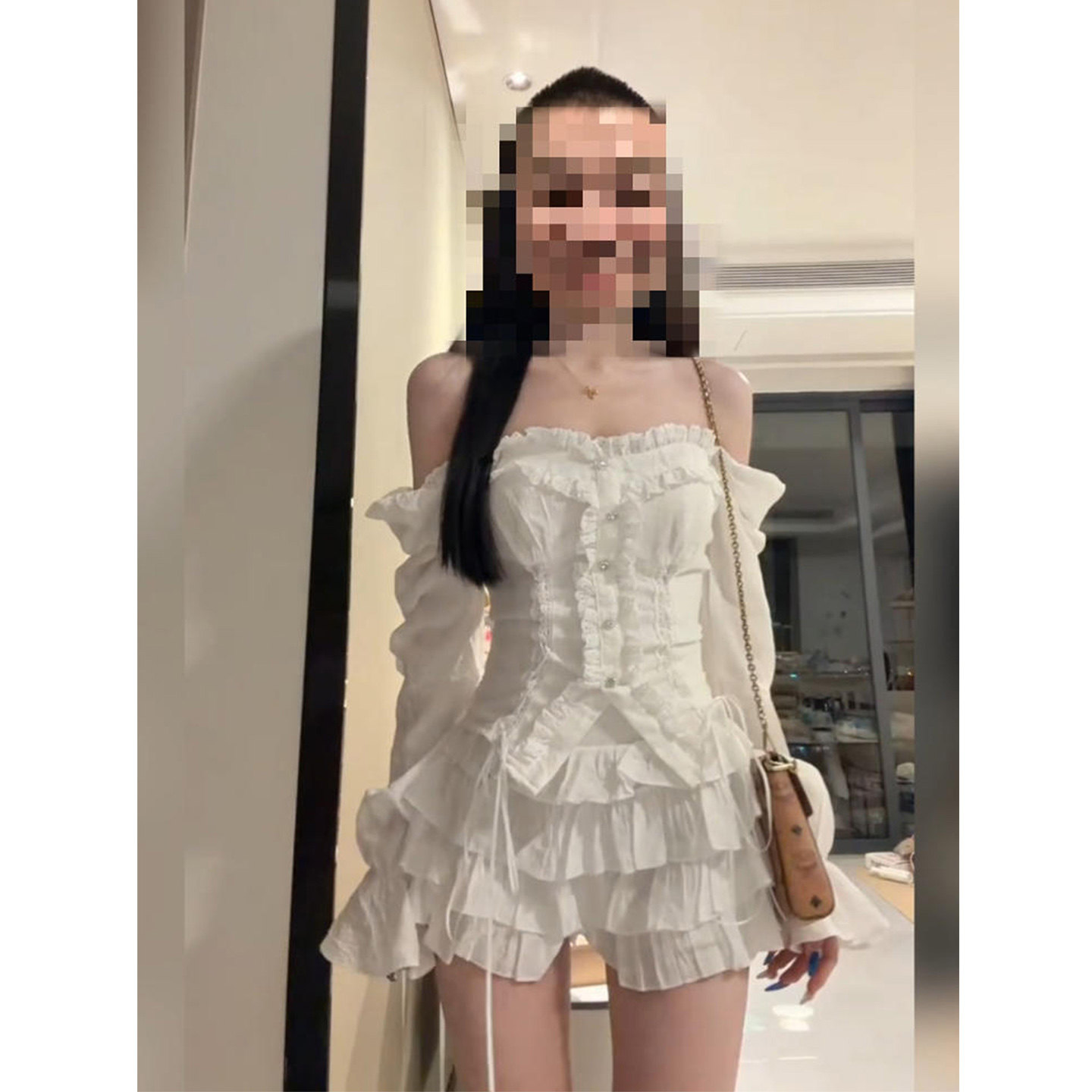 XZY 微胖纯欲风一字肩木耳边收腰上衣女25年冬季甜辣蛋糕短裙套装,女装/女士精品,大码套装,淘宝优惠券,粉丝福利购,淘宝优惠卷