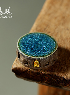 慕砚手作敦煌无相盖置创意琉璃实心盖托茶道功夫茶具紫砂壶盖碗架