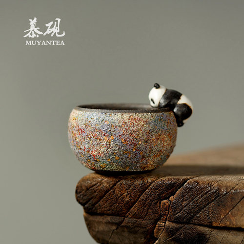 慕砚手作岩矿茶杯熊猫单杯高越