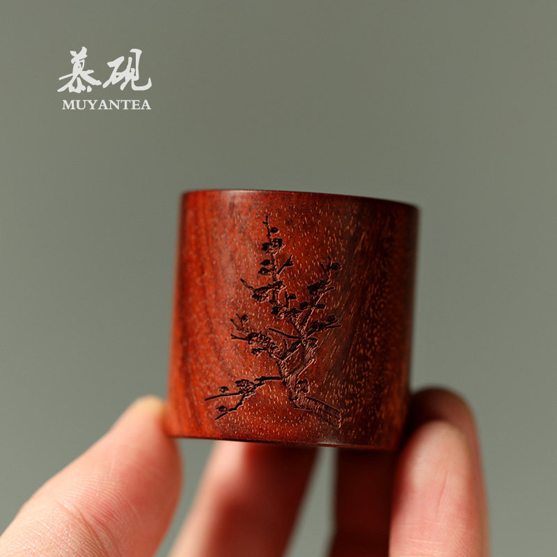 慕砚手作盖置盖托创意雕刻实木盖架陶瓷功夫茶具茶搁盖碗盖托配件