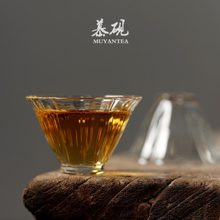 慕砚 手工吹制防烫玻璃茶杯个人主人杯小品茗杯 日式 琉玻璃花瓣杯