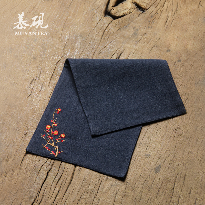中式风棉麻简约梅花布艺小帘茶席
