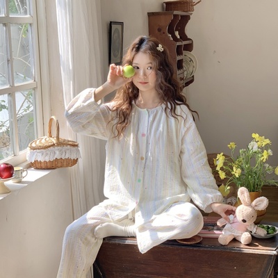 纱布月子服产后哺乳A类带胸垫