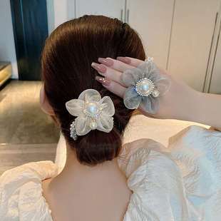 2021年新款 花朵珍珠发绳气质风头饰韩国扎头发皮筋发圈夏季 头绳女