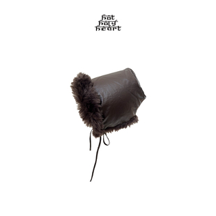 hot holy heart毛绒双面戴兜帽保暖防风系带两用护耳帽子冬季新款