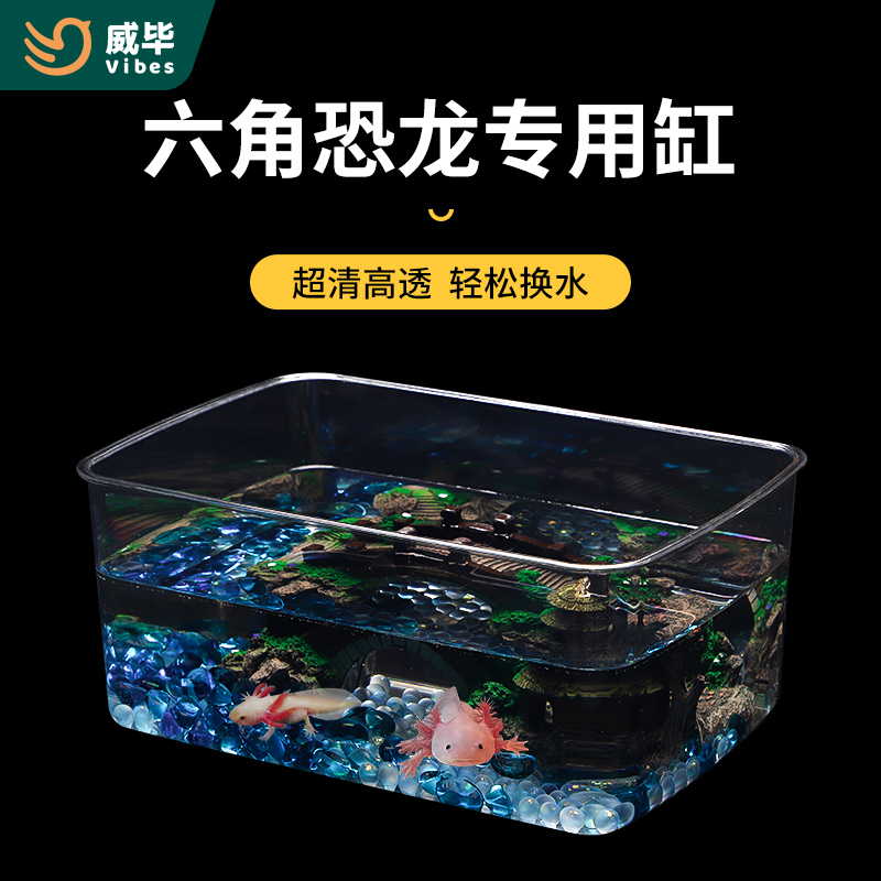六角恐龙专用缸高清透明塑料桌面生态鱼缸仿玻璃蝾螈金鱼饲养缸