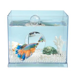 泰国斗鱼训练镜子专用悬浮球缸外镜罗汉鱼雷龙鱼造景小型鱼缸摆件