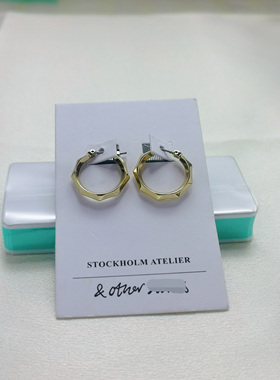 缀星外贸原单折扣otherstories/os家铜镀真金设计感竹节耳环耳饰