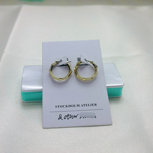 缀星外贸原单折扣otherstories/os家铜镀真金设计感竹节耳环耳饰