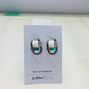 ZX外贸原单少量正品 镀真金欧美U型几何镶钻耳扣高级感耳饰 折扣os