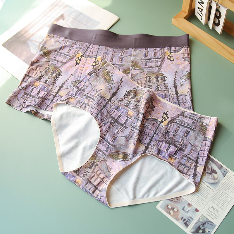 伦敦~画内文艺复古印花莫代尔情侣内裤男女柔软包臀平角裤三角裤,女士内衣/男士内衣/家居服,男平角内裤,淘宝优惠券,粉丝福利购,淘宝优惠卷
