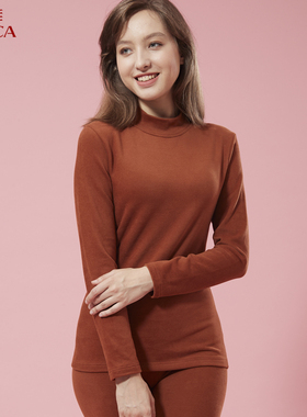 侨佳女士保暖内衣时尚双面舒绒棉中高领套装厚款秋衣秋裤女30694