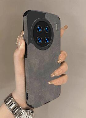 新款手机壳翻毛皮适用vivoX90壳x90pro+精孔磨砂全包贴皮转音孔防摔保护保护套
