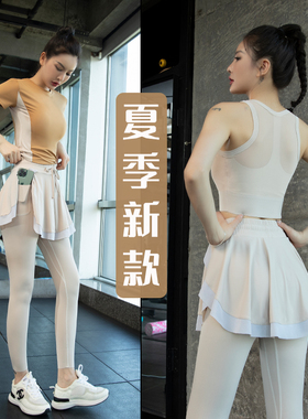 夏季薄款运动套装女健身宽松瑜伽服短袖弹力速干衣跑步服2026新款