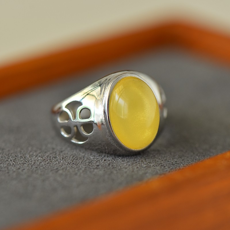 男女款S925纯银玉石镶嵌戒指空托