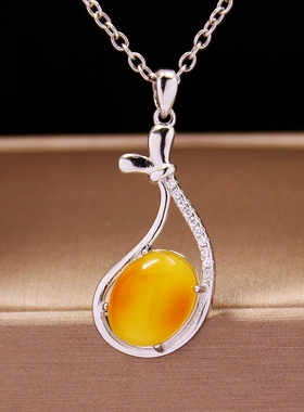 diy钱袋子蜜蜡琥珀镶嵌吊坠空托