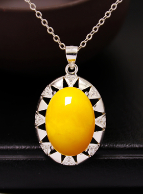 diy四爪蜜蜡琥珀镶嵌吊坠空托