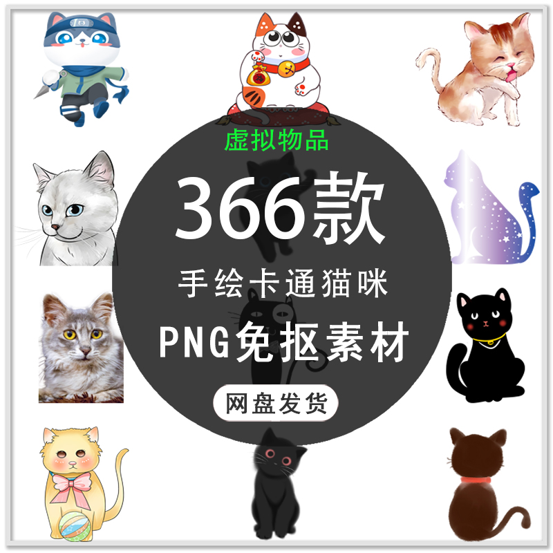 可爱卡通猫手绘小猫咪卡通宠物猫咪表情宠物海报png免扣设计素材
