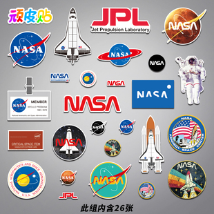 26张太空NASA航天飞船笔记本贴纸iapd手机电动车头盔贴画装饰防水