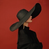 奥黛丽赫本风超大帽檐草帽女法式 复古写真摄影礼帽子显脸小遮阳帽