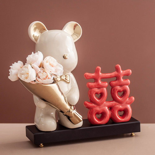 丼美喜庆可爱婚庆摆件双喜