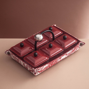 果盘新中式喜庆创意干果盘家用客厅茶几结婚喜糖零食盘分格收纳