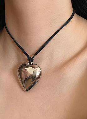 韩素西同款甜酷爱心系带项圈项链