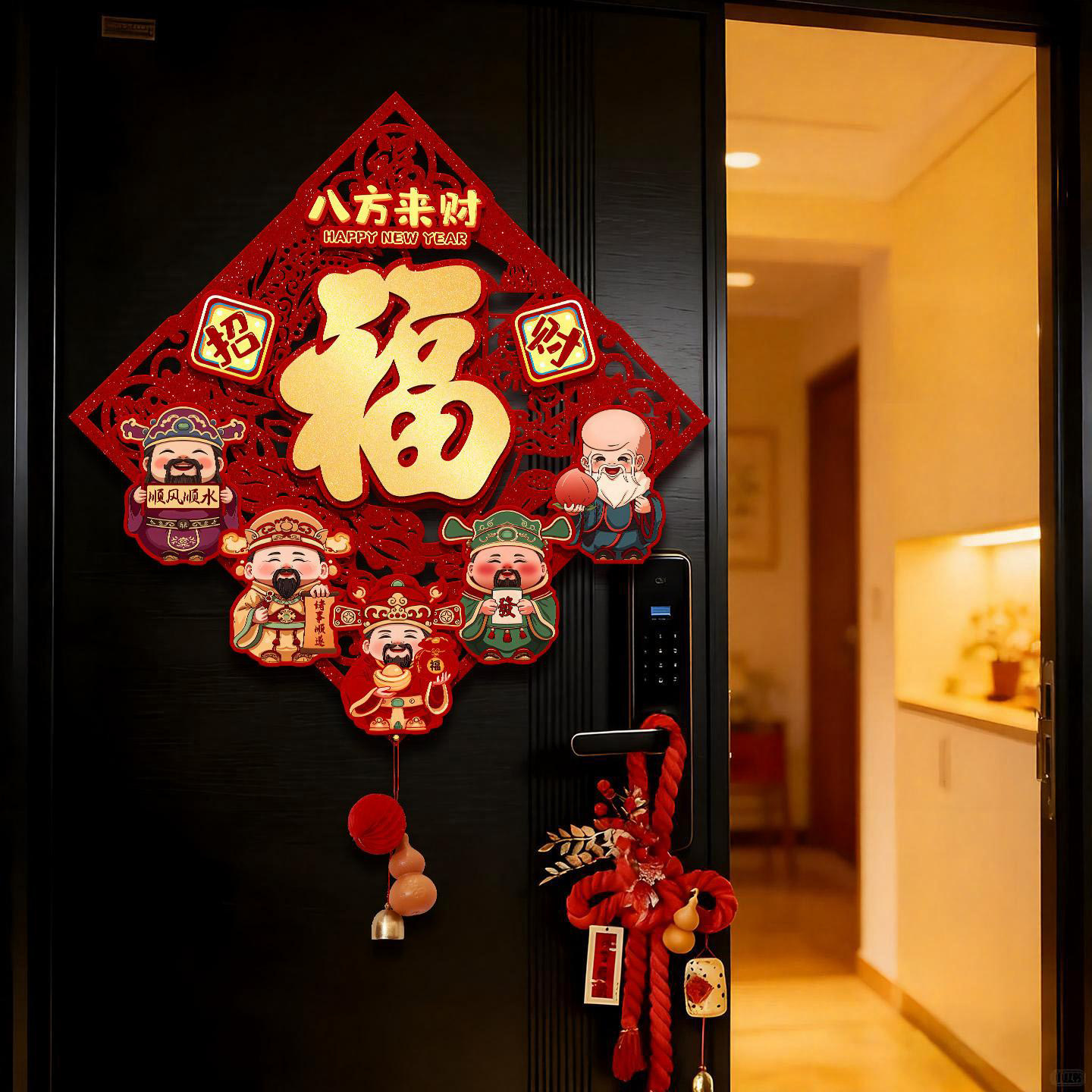 新年过年马年新款入户门立体福字门贴2026春节装饰高端植绒背胶图片